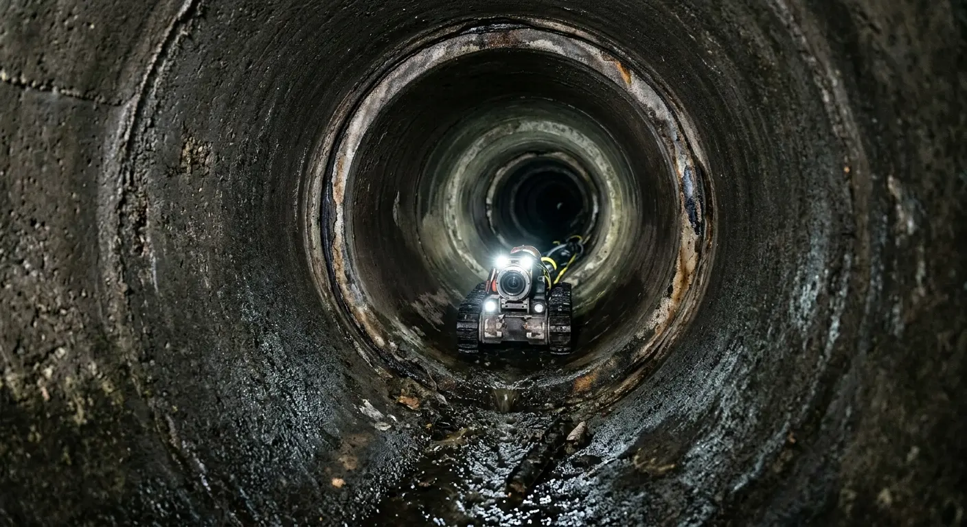 Robotic sewer camera inspecting pipe interior for Sewer Line Cleaning in Wisconsin Rapids